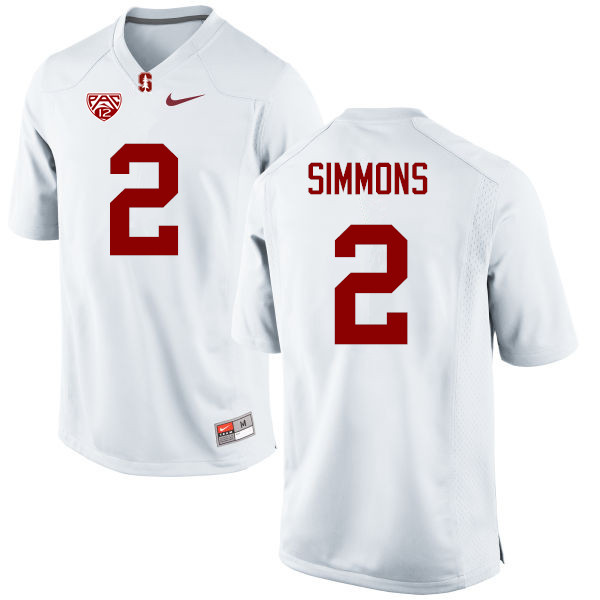 Men Stanford Cardinal #2 Brandon Simmons College Football Jerseys Sale-White